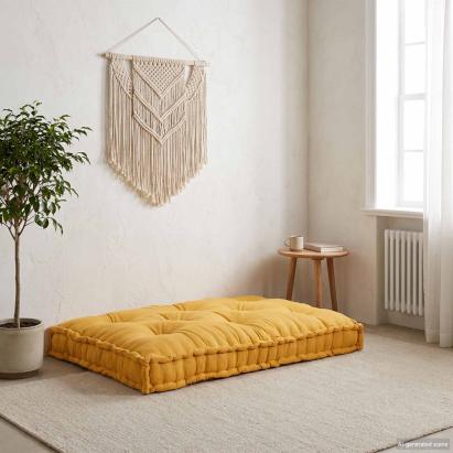 Perna pentru canapea pe palet Galben 120 x 80 x 12 cm Țesătură GartenMobel Dekor