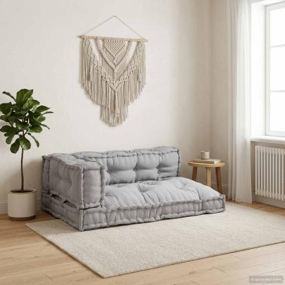 Perna pentru canapea pe palet 3 pcs Gri 120 x 80 x 38 cm GartenMobel Dekor