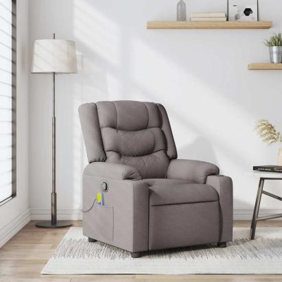 Fotoliu de masaj rabatabil, gri taupe, material textil GartenMobel Dekor