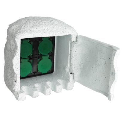 Priză de grădină cu 4 intrări impermeabilă Rășină Albă GartenMobel Dekor