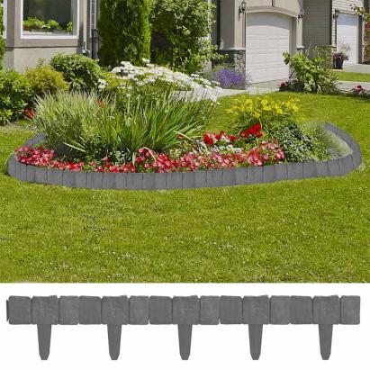 Gard de grădină / gazon aspect piatră, 41 buc., 10 m, plastic GartenMobel Dekor