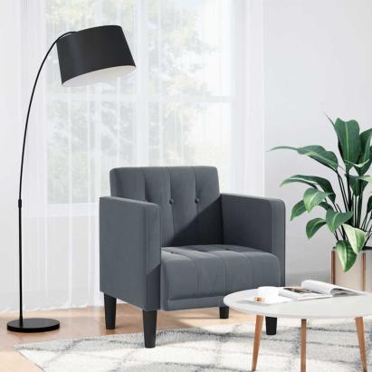 Canapea scaun cu cotiere, gri închis, 53 cm, catifea GartenMobel Dekor