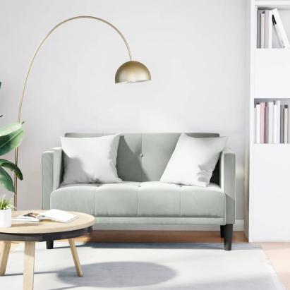 Canapea loveseat, gri deschis, 111 cm, catifea GartenMobel Dekor