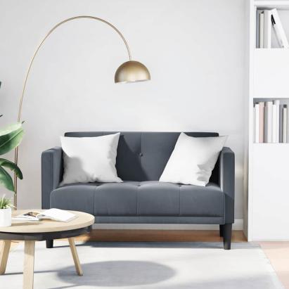 Canapea loveseat, gri închis, 111 cm, catifea GartenMobel Dekor