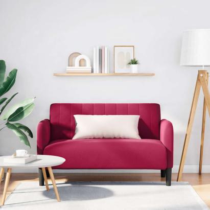 Canapea loveseat rosu vin 109 cm catifea GartenMobel Dekor