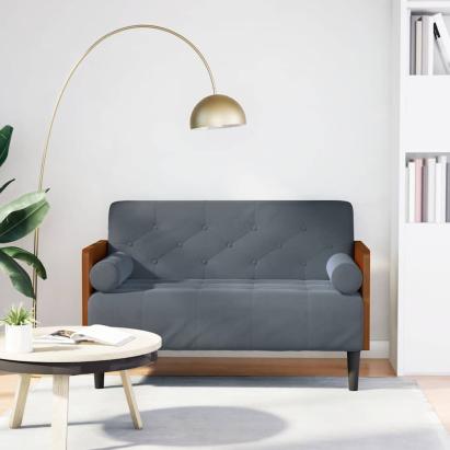 Canapea loveseat cu perne de sustinere gri închis 110cm catifea GartenMobel Dekor