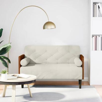 Canapea loveseat cu perne de sustinere crem 110 cm catifea GartenMobel Dekor