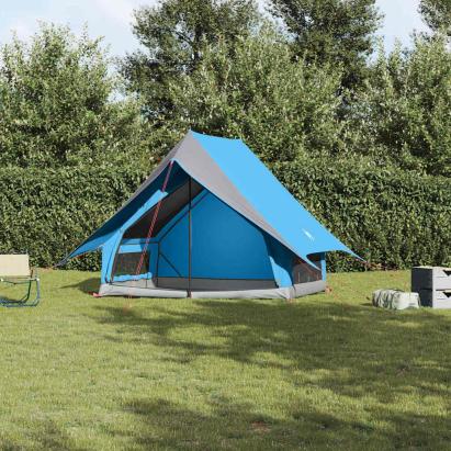 Cort de Familie cu acoperiș Albastru și Gri 220 x 220 x 184 cm GartenMobel Dekor
