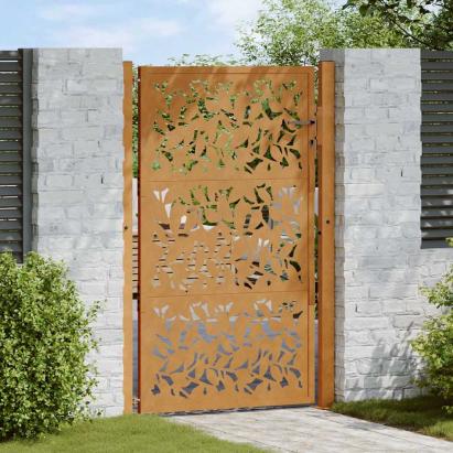 Poartă de grădină 100x125 cm, model frunze de oțel rezistente la intemperii GartenMobel Dekor