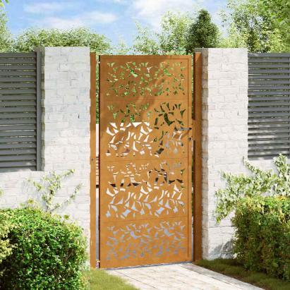 Poartă de grădină 100x200 cm, model frunze de oțel rezistente la intemperii GartenMobel Dekor
