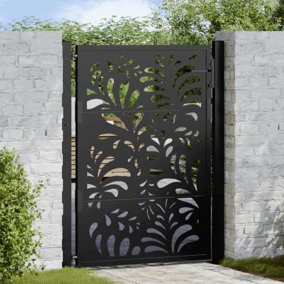 Poartă de grădină neagră 100x125 cm, model ondulat din oțel GartenMobel Dekor