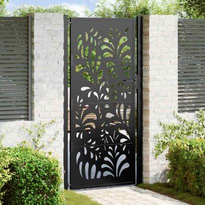 Poartă de grădină neagră 100x200 cm, model ondulat din oțel GartenMobel Dekor