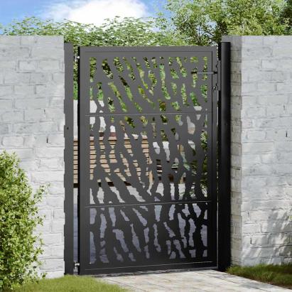 Poartă de grădină neagră 100x125 cm, model cu urme din oțel GartenMobel Dekor