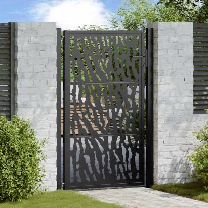 Poartă de grădină neagră 100x150 cm, model cu urme din oțel GartenMobel Dekor