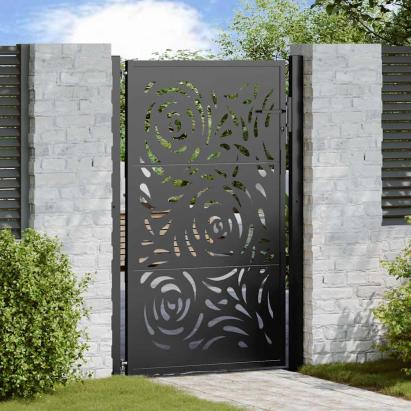 Poartă de grădină neagră 100x150 cm, oțel, design cu flacără GartenMobel Dekor