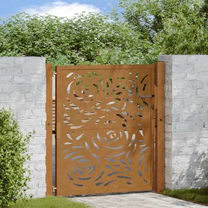 Poartă de grădină 100x100 cm, oțel rezistent la intemperii, model flacără GartenMobel Dekor