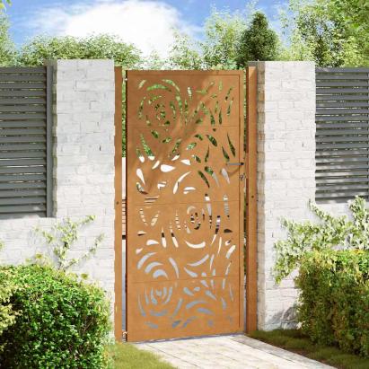 Poartă de grădină 100x175 cm, oțel rezistent la intemperii, design cu flacără GartenMobel Dekor