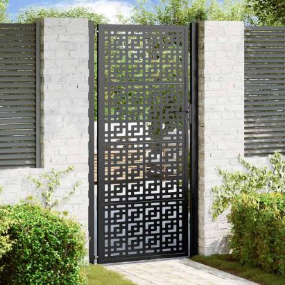 Poartă de grădină neagră, 100x200 cm, oțel, model cruce GartenMobel Dekor