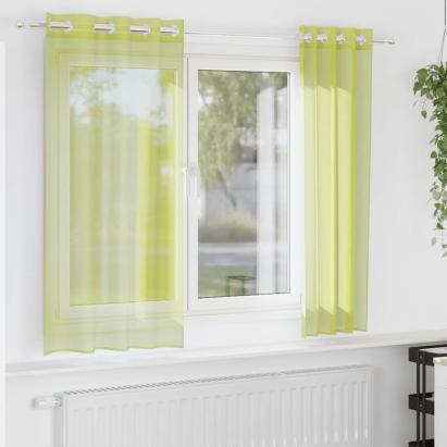 Perdele Voile cu Oelii 2 buc Verde măr 140x140 cm GartenMobel Dekor