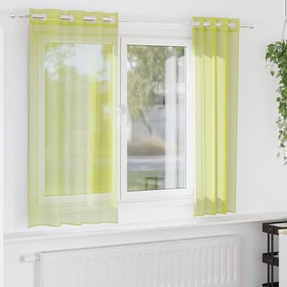Perdele Voile cu Oelii 2 buc Verde măr 140x175 cm GartenMobel Dekor