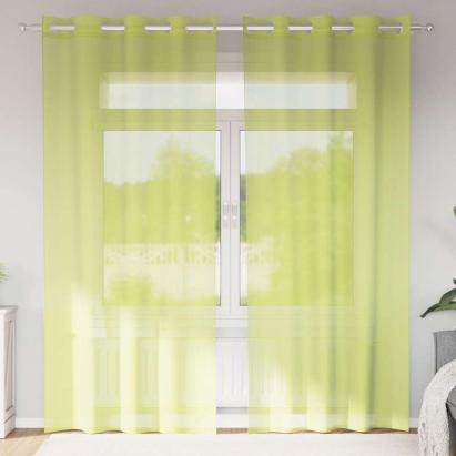 Perdele Voile cu Oelii 2 buc Verde măr 140x245 cm GartenMobel Dekor