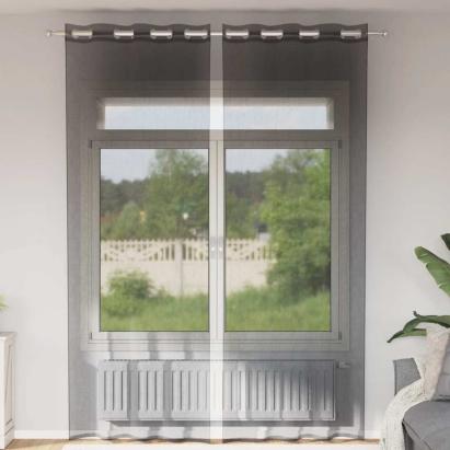 Perdele Voile cu Oeli 2 buc Negru 140x300 cm GartenMobel Dekor