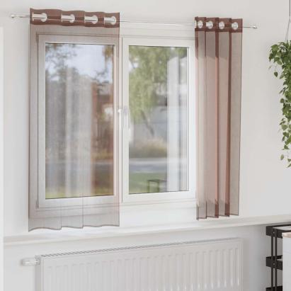 Perdele Voile cu Oelii 2 buc Maro 140x175 cm GartenMobel Dekor