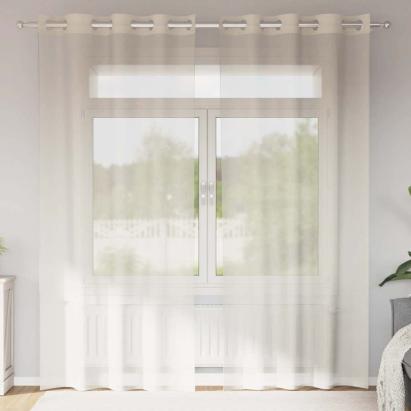 Perdele Voile cu Oeli 2 buc Crem 140x245 cm GartenMobel Dekor