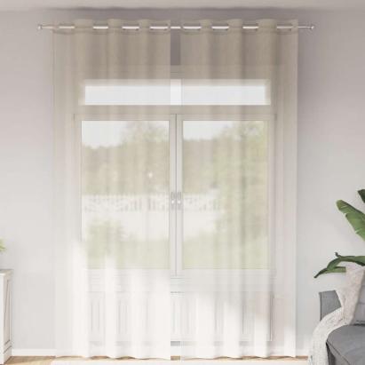 Perdele Voile cu Oelii 2 buc Crem 140x300 cm GartenMobel Dekor