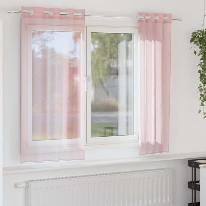 Perdele Voile cu Oelii 2 buc Roz deschis 140x140 cm GartenMobel Dekor