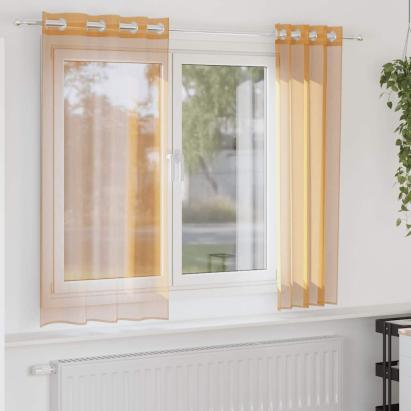 Perdele Voile cu Oeli 2 buc Portocaliu 140x140 cm GartenMobel Dekor