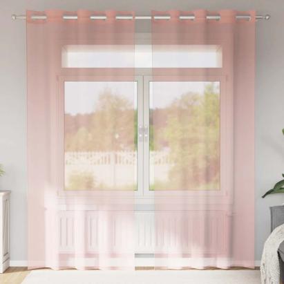 Perdele Voile cu Oelii 2 buc Roz 140x245 cm GartenMobel Dekor