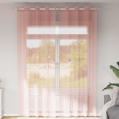 Perdele Voile cu Oelii 2 buc Roz 140x300 cm GartenMobel Dekor