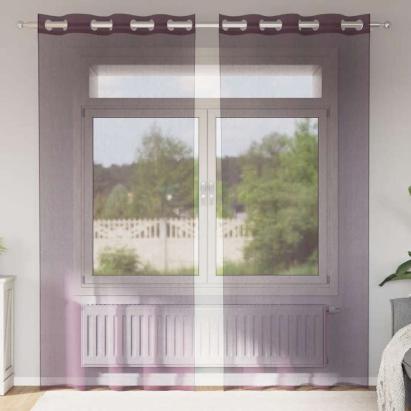 Perdele Voile cu Oelii 2 buc Violet 140x225 cm GartenMobel Dekor