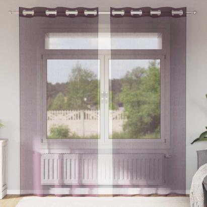 Perdele Voile cu Oeli 2 buc Violet 140x245 cm GartenMobel Dekor