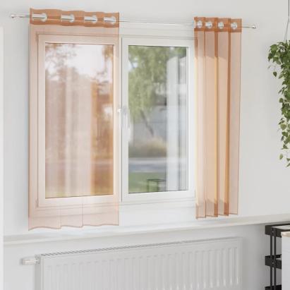 Perdele Voile cu Oelii 2 buc Teracotă GartenMobel Dekor