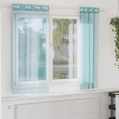Perdele Voile cu Oeje 2 buc Turcoaz GartenMobel Dekor