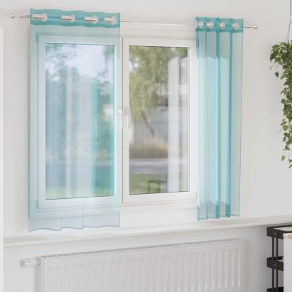 Perdele Voile cu Oeje 2 buc Turcoaz GartenMobel Dekor