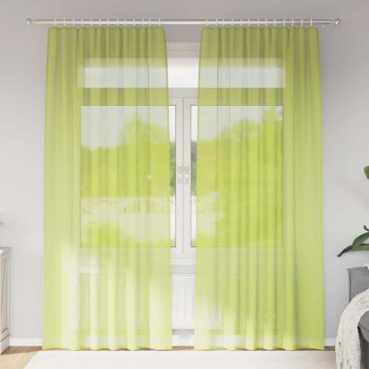 Perdele Voile cu buzunare pentru bare 2 buc verde măr GartenMobel Dekor
