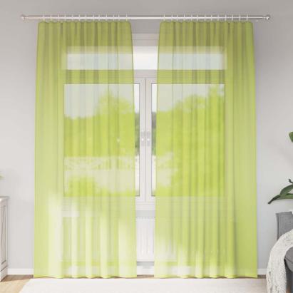 Perdele Voile cu buzunare pentru bare 2 buc verde măr GartenMobel Dekor