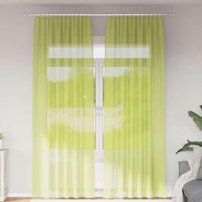 Perdele Voile cu buzunare pentru bare 2 buc verde măr GartenMobel Dekor