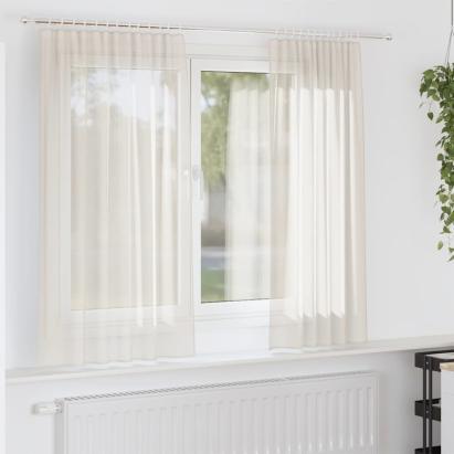 Perdele Voile cu buzunare pentru bare 2 buc crem GartenMobel Dekor