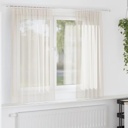 Perdele Voile cu buzunare pentru bare 2 buc crem GartenMobel Dekor