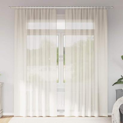 Perdele Voile cu buzunare pentru bare 2 buc crem GartenMobel Dekor