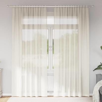 Perdele Voile cu buzunare pentru bare 2 buc crem GartenMobel Dekor