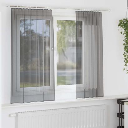 Perdele Voile cu buzunare pentru bare 2 buc gri închis GartenMobel Dekor