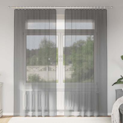 Perdele Voile cu buzunare pentru bare 2 buc gri închis GartenMobel Dekor