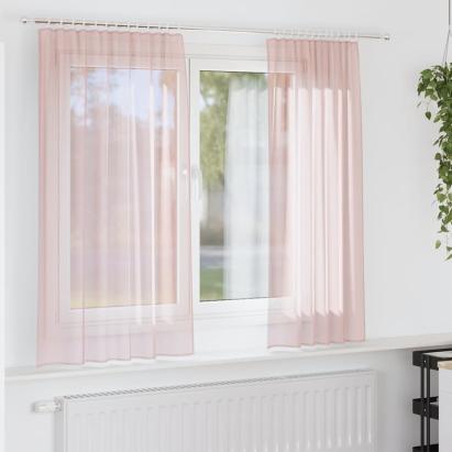 Perdele Voile cu buzunare pentru bare 2 buc Roz deschis GartenMobel Dekor