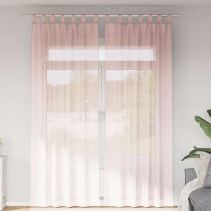 Perdele Voile cu buzunare pentru bare 2 buc Roz deschis GartenMobel Dekor