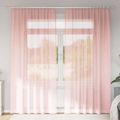 Perdele Voile cu buzunare pentru bare 2 buc Roz GartenMobel Dekor